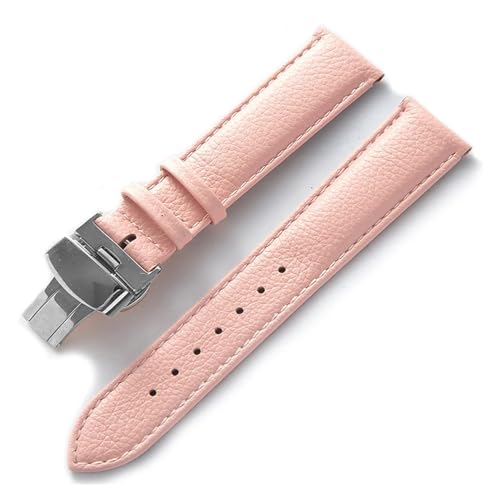 LUGEMA Lederuhr Mit Grünem Weichem Rindsleder-Ersatz For Herren- Und Damenuhren, Kompatibel Mit Longines, Kompatibel Mit Tissot-Armbandzubehör(Pink,21) von LUGEMA