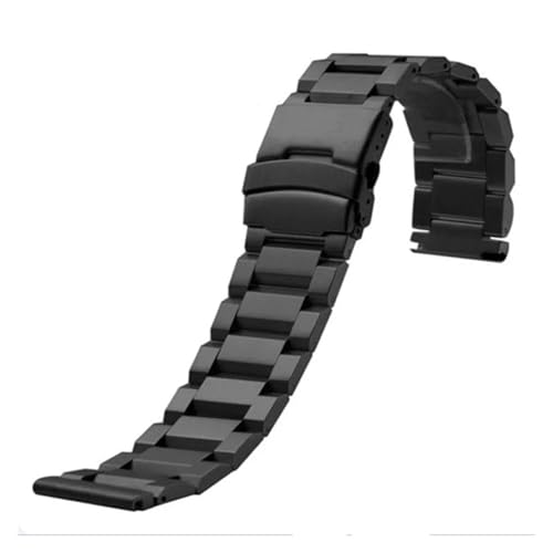 LUGEMA Massives Edelstahl-Uhrenarmband 18 Mm 20 Mm 22 Mm 24 Mm, Doppelt Versichertes Ersatz-Uhrenarmband Aus Metall(Black,18mm) von LUGEMA
