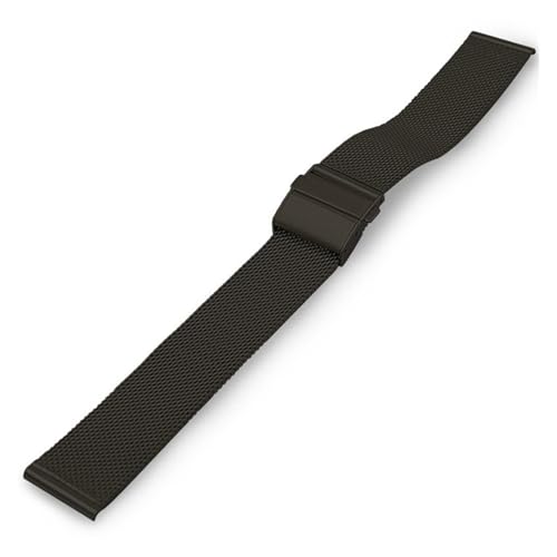 LUGEMA Mesh-Uhrenarmband, 16 Mm, 18 Mm, 20 Mm, 22 Mm, Edelstahl-Ersatzarmband, Schlaufe, Mesh-Armband Mit Schnellverschluss(Black,22mm) von LUGEMA