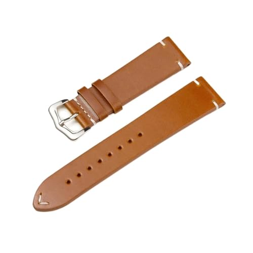 LUGEMA Neue Öl Wachs Leder Rindsleder Armband 18mm 20mm 22mm Farbverlauf Freizeit Uhrenarmbänder Uhr Zubehör Handgelenk Band(Light brown,20mm) von LUGEMA