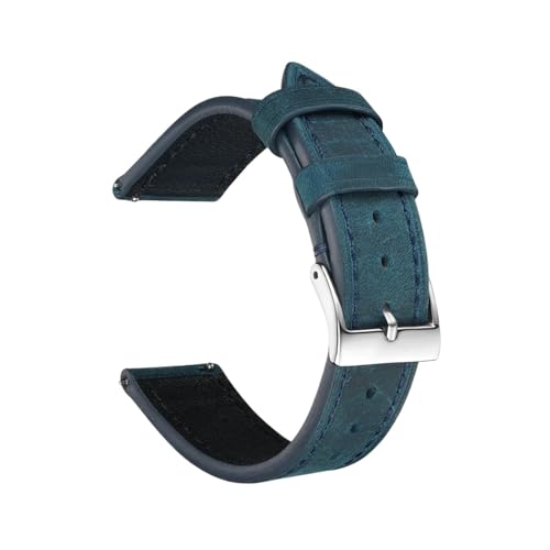 LUGEMA Retro-Leder-Uhrenarmband Crazy Horse Rindsleder-Armband For Herren Und Damen 18 19 20 Mm 21 Mm 22 Mm Uhrenarmbänder Schnellverschluss(Blue,20mm) von LUGEMA