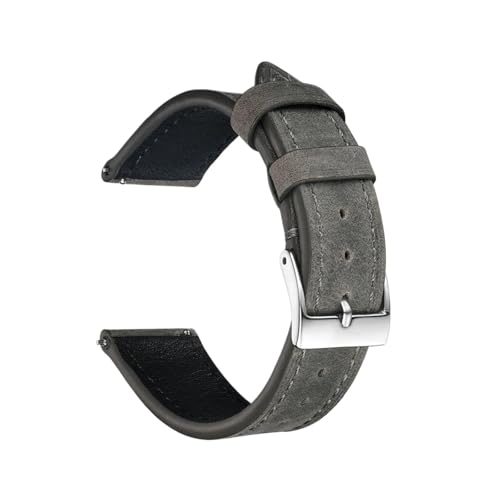 LUGEMA Retro-Leder-Uhrenarmband Crazy Horse Rindsleder-Armband For Herren Und Damen 18 19 20 Mm 21 Mm 22 Mm Uhrenarmbänder Schnellverschluss(Gray,20mm) von LUGEMA