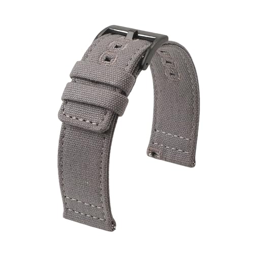 LUGEMA Schnellverschluss-Uhrenarmband Aus Nylon-Canvas, 18 Mm, 20 Mm, 22 Mm, Armeegrün, Armband Mit Gebürsteter Schnalle, Uhrenarmbänder For Smartwatch-Zubehör(Grey 2,18mm) von LUGEMA