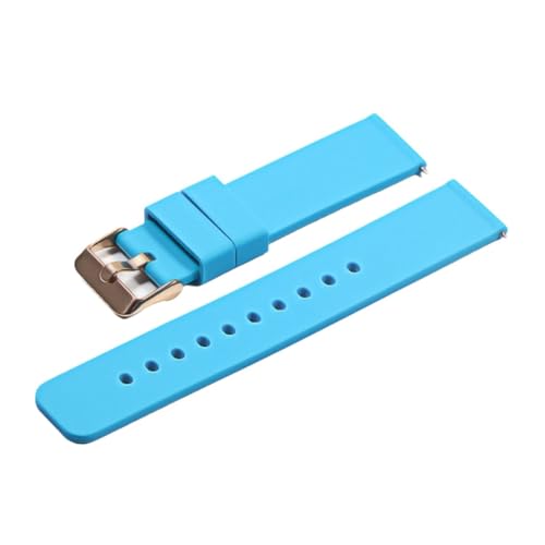 LUGEMA Silikonkautschuk-Armband 16mm 18mm 20mm 22mm Damen Herren Uhrenarmband Strap Wasserdicht Sportuhr Gürtel Polierte Schnalle(Light Blue-RG_16mm) von LUGEMA