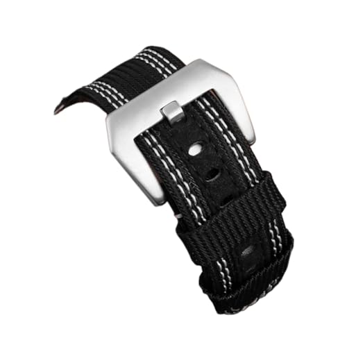 LUGEMA Spot Großhandel Nylon-Leinwand-Uhr-Uhr-Armband ist anwendbar mit Panerai 00984 985 Sneaking 441 Series Watch Strap 24mm 26mm (Color : Black gray line, Size : 26mm Black Buckle) von LUGEMA