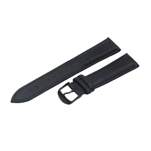 LUGEMA Uhrenarmband Aus Kalbsleder, Weiches Material, 18 Mm, 20, 22, 24, Mit Silberner Edelstahlschnalle(Black-BK,16mm) von LUGEMA