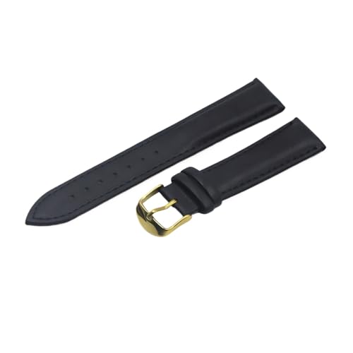 LUGEMA Uhrenarmband Aus Kalbsleder, Weiches Material, 18 Mm, 20, 22, 24, Mit Silberner Edelstahlschnalle(Black-G,22mm) von LUGEMA