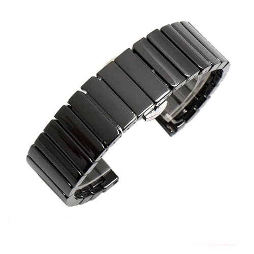 LUGEMA Uhrenarmband Aus Keramik Und Stahl For Herren, Schwarz, Weiß, Uhrenkette Aus Edelstahl For Damen, Kompatibel Mit Tissot, Kompatibel Mit Armani, 12 13 14 15 16 17 18 20 22 Mm(Horizontal black,17 von LUGEMA