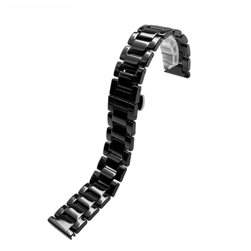 LUGEMA Uhrenarmband Aus Keramik Und Stahl For Herren, Schwarz, Weiß, Uhrenkette Aus Edelstahl For Damen, Kompatibel Mit Tissot, Kompatibel Mit Armani, 12 13 14 15 16 17 18 20 22 Mm(Pure black,20mm) von LUGEMA
