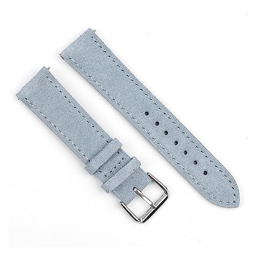 LUGEMA Uhrenarmband aus echtem Leder, Wildleder, Retro-Armband, 18 mm, 19 mm, 20 mm, 22 mm, Grau / Blau, 20 mm, Achat von LUGEMA