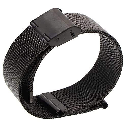LUGEMA Universelles Mailänder Armband 12 14 16 18 20 mm 22 mm 24 mm Silber Edelstahlarmband Ersatzarmband Kompatibel mit Smart Watch(Black,18mm) von LUGEMA
