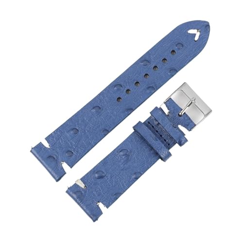 LUGEMA Vintage Echtes Leder Armband 18mm 20mm 22mm Straußmuster Schwarz Uhrengurt Gürtel Kompatibel mit Männern ansehen Zubehör (Color : Blue, Size : 20mm) von LUGEMA