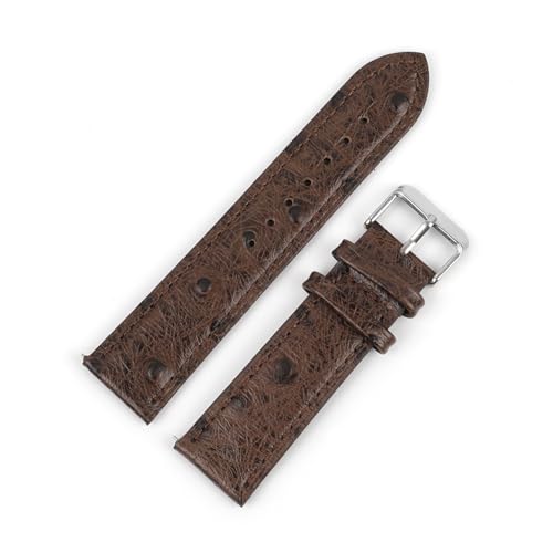 LUGEMA Vintage Echtes Leder Armband 18mm 20mm 22mm Straußmuster Schwarz Uhrengurt Gürtel Kompatibel mit Männern ansehen Zubehör (Color : Coffee, Size : 24mm) von LUGEMA