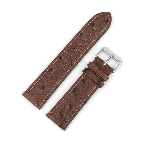 LUGEMA Vintage Echtes Leder Armband 18mm 20mm 22mm Straußmuster Schwarz Uhrengurt Gürtel Kompatibel mit Männern ansehen Zubehör (Color : Coffee-white line, Size : 24mm) von LUGEMA