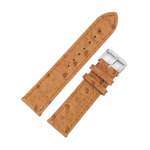 LUGEMA Vintage Echtes Leder Armband 18mm 20mm 22mm Straußmuster Schwarz Uhrengurt Gürtel Kompatibel mit Männern ansehen Zubehör (Color : Tan, Size : 18mm) von LUGEMA