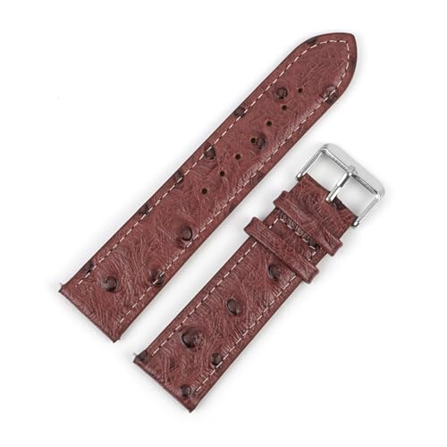 LUGEMA Vintage Echtes Leder Armband 18mm 20mm 22mm Straußmuster Schwarz Uhrengurt Gürtel Kompatibel mit Männern ansehen Zubehör (Color : Wine red-white line, Size : 18mm) von LUGEMA