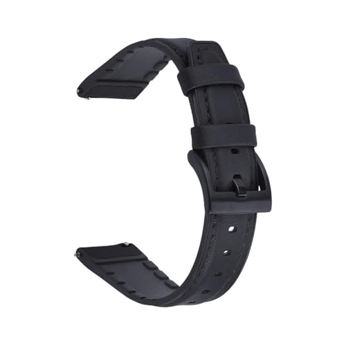 LUGEMA Vintage Hybrid Leder Silikon Uhrenarmbänder 20mm 22mm Schnellverschluss Ersatzgürtel Handgefertigte Nähte Langlebige Uhrenarmbänder(Black,22mm) von LUGEMA