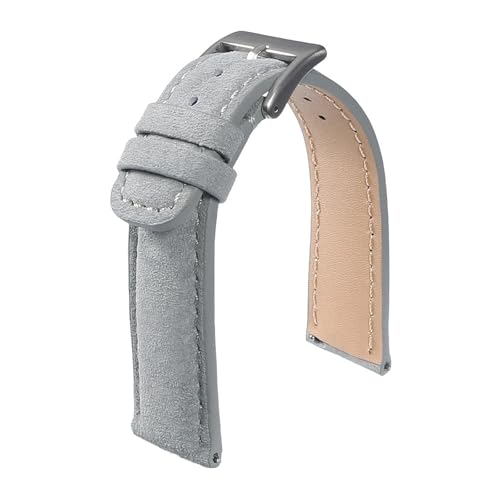 LUGEMA Weiche Wildlederriemen 18mm 20mm 22mm Vintage Uhrenarmband Schnellverschluss Kalbslederarmband Herren Damen Zubehör(Grey,18mm) von LUGEMA