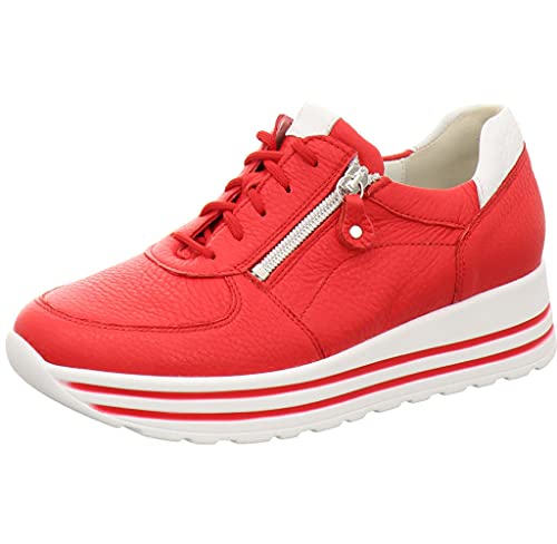 Waldläufer H-Lana, Sneaker, Hirschleder (Glattleder), rot/Weiss, Weite H 758009-200-938 (Größe: 42) von Lugina Schuhfabrik GmbH