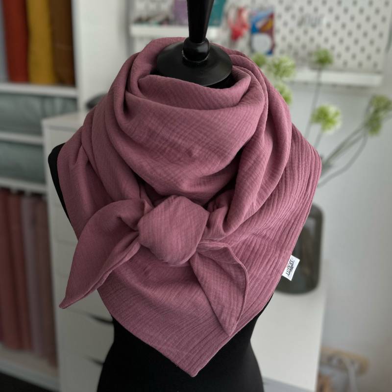 Musselintuch Damen Halstuch Musselin Dreieckstuch Tuch Doppellagig Altbeere von LUHOITstore