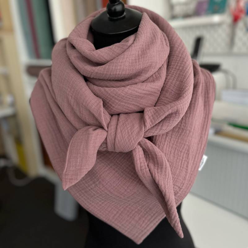 Musselintuch Damen Halstuch Musselin Dreieckstuch Tuch Doppellagig Antique Rose von LUHOITstore