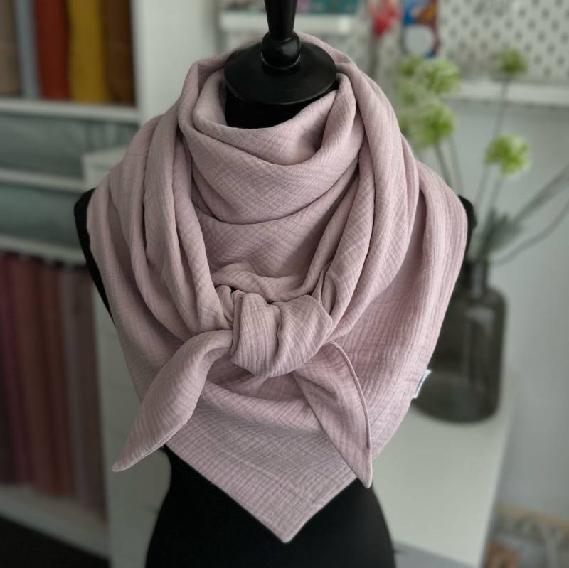 Musselintuch Damen Halstuch Musselin Dreieckstuch Tuch Doppellagig Hellrosa von LUHOITstore