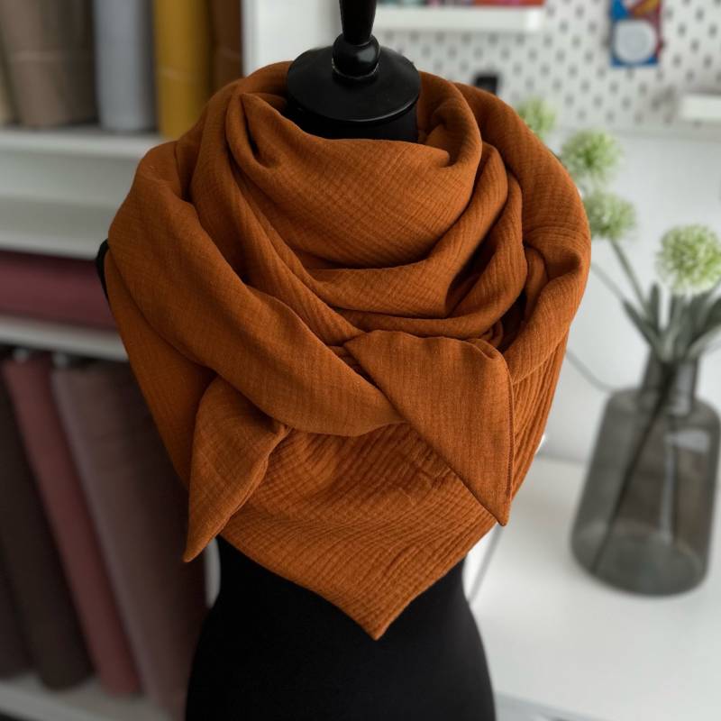 Musselintuch Damen Halstuch Musselin Dreieckstuch Tuch Doppellagig Kupfer von LUHOITstore