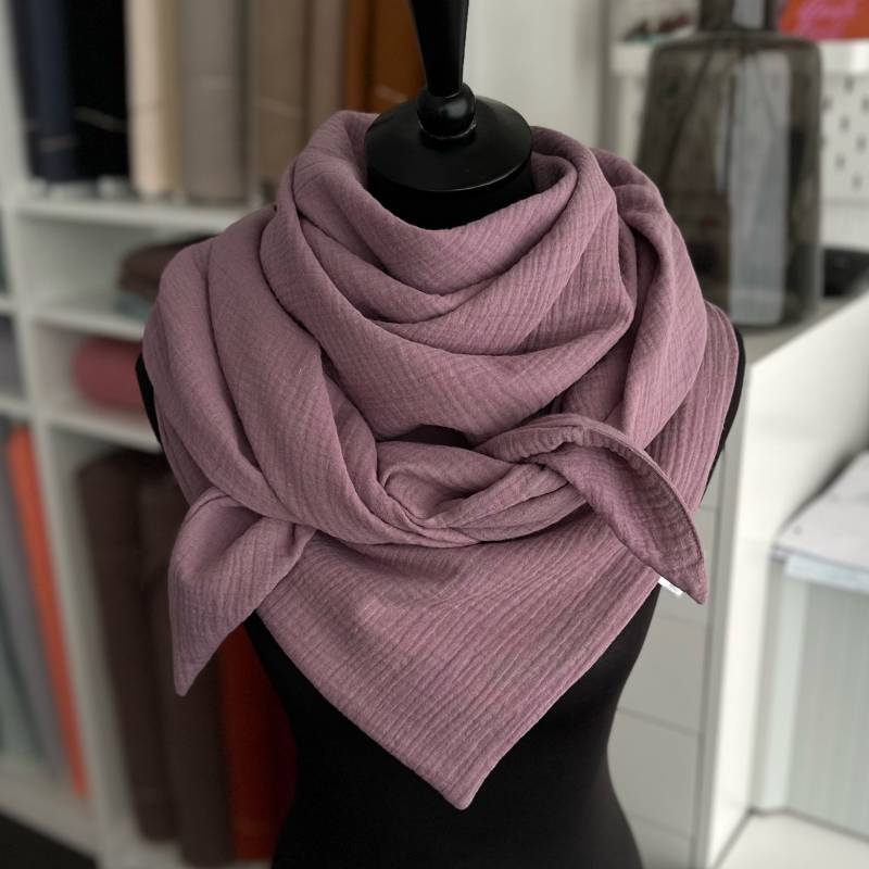 Musselintuch Damen Halstuch Musselin Dreieckstuch Tuch Doppellagig Mauve von LUHOITstore