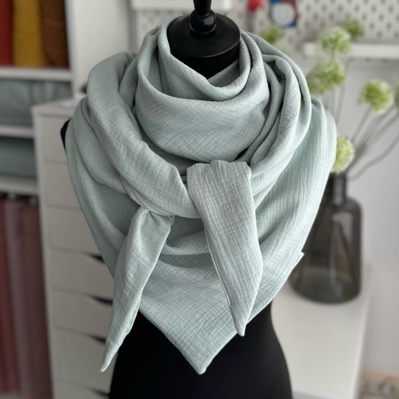 Musselintuch Damen Halstuch Musselin Dreieckstuch Tuch Doppellagig Mint von LUHOITstore