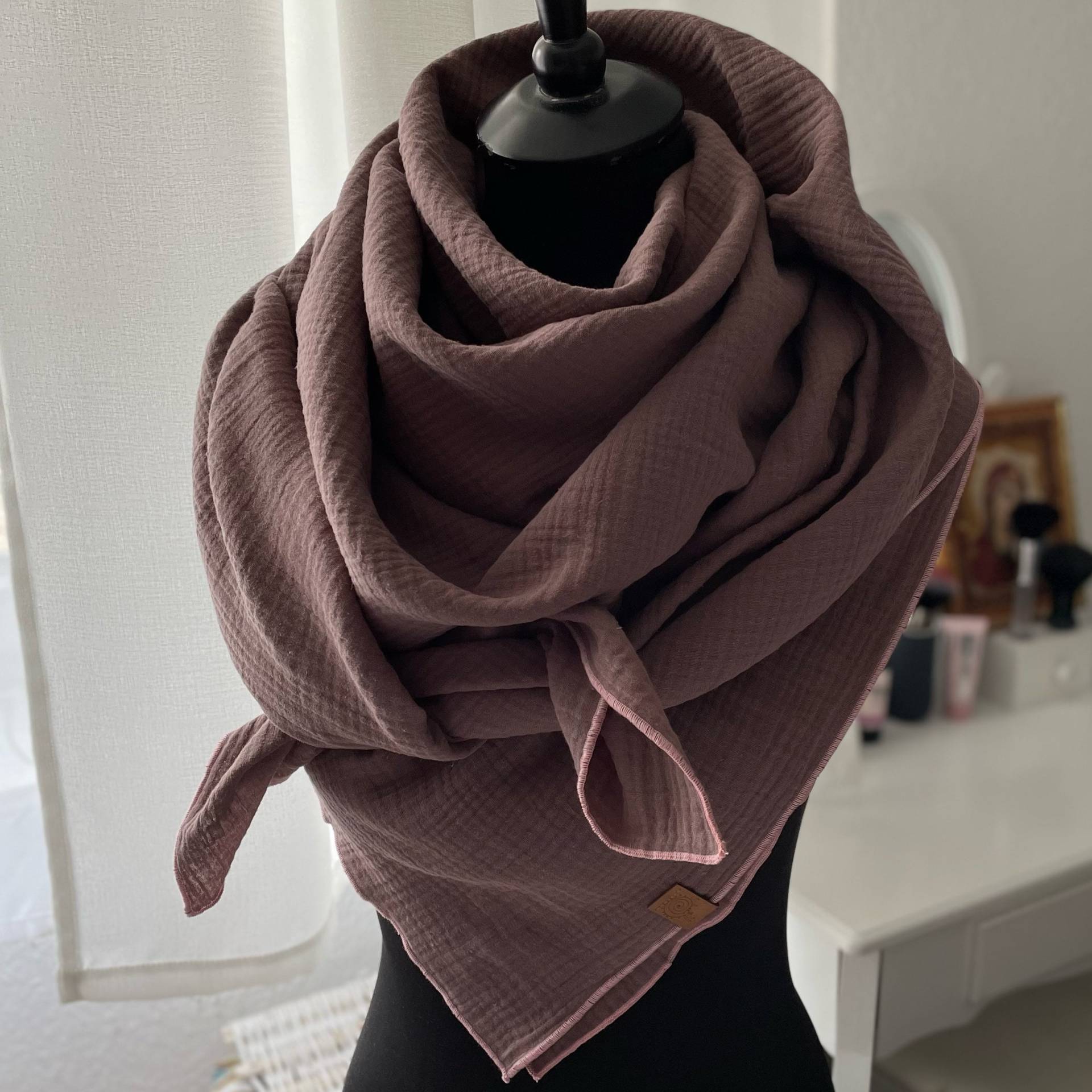 Musselintuch Damen Halstuch Tuch Sommertuch Aus Musselin Dreieckstuch Ca 130 X cm Antique Rose von LUHOITstore