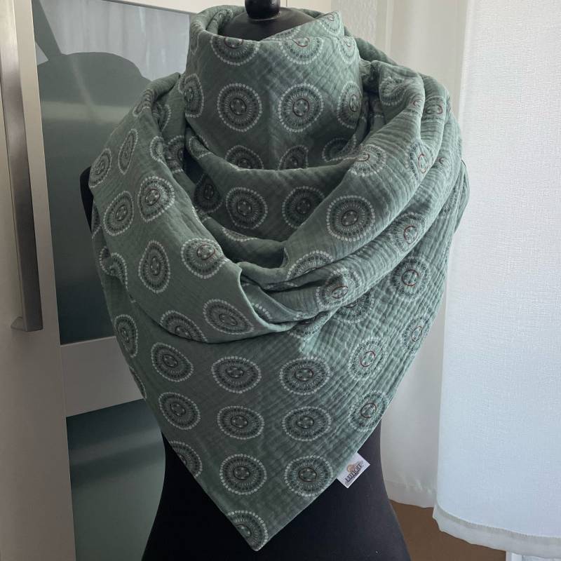 Musselintuch Dreieckstuch Damen Halstuch Musselin Tuch Extra Groß 130x130 cm Doppellagig von LUHOITstore