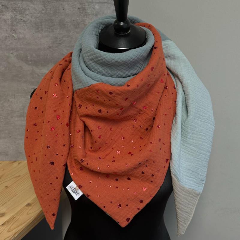 Musselintuch Dreieckstuch Damen Halstuch Musselin Tuch Vielfarbig Rost Mit Glitzer/Darksalbei/ Mint/ Beige von LUHOITstore