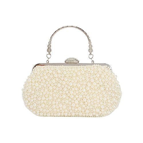 LUI SUI Damen Perle Clutch Geldbörsen Vintage Braut Perlen Abend Clutch Tasche für Hochzeit Cocktail Party Prom von LUI SUI