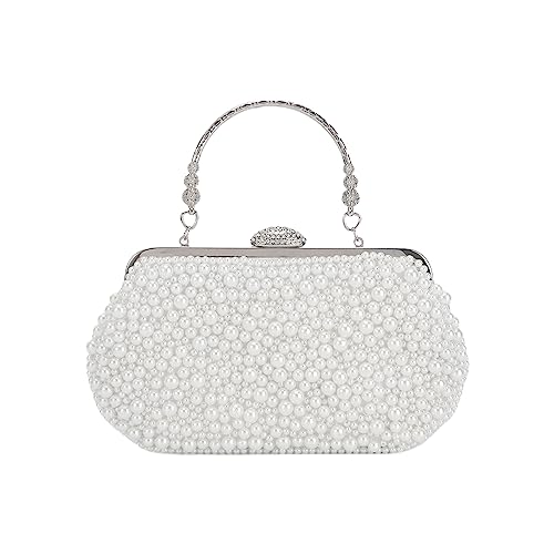 LUI SUI Damen Perle Clutch Geldbörsen Vintage Braut Perlen Abend Clutch Tasche für Hochzeit Cocktail Party Prom von LUI SUI