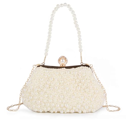 LUI SUI Damen Perle Perlen Clutch Geldbörsen Vintage Kristall Braut Abendtasche für Hochzeit Cocktail Party Prom von LUI SUI