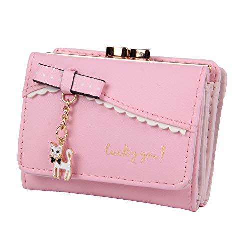 LUI SUI Frauen PU Leder Brieftasche Nette Katze Tier Kartenhalter Organizer Kleine Geldbörse Quaste Reißverschluss für Damen und Mädchen von LUI SUI