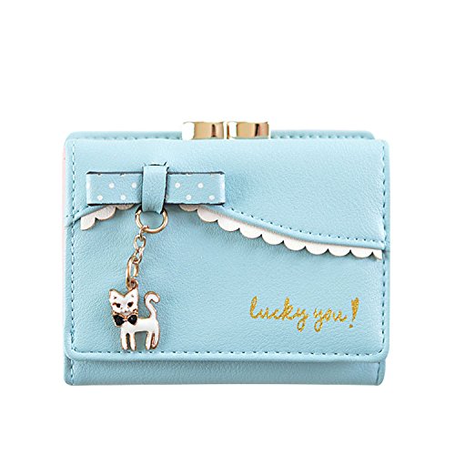 LUI SUI Frauen PU Leder Brieftasche Nette Katze Tier Kartenhalter Organizer Kleine Geldbörse Quaste Reißverschluss für Damen und Mädchen von LUI SUI