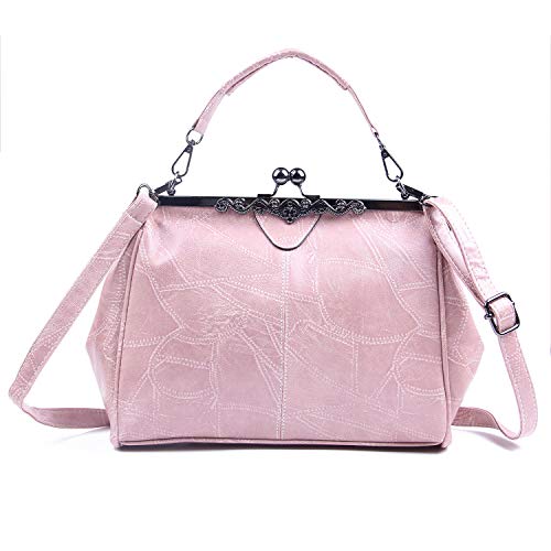 LUI SUI Frauen Retro Handtasche, PU Leder Geldbörse Vintage Top Griff Tasche Kiss Lock Crossbody Umhängetasche für Damen von LUI SUI