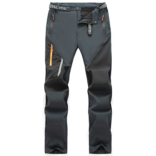 LUI SUI Herren Outdoor Atmungsaktive Wanderhose Leichte Winddichte Taktische Hose Elastische Taille Wanderhose mit Reißverschlusstaschen von LUI SUI