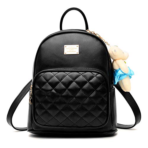LUI SUI Pu Leder Mini Rucksack lässig wasserdicht Schultasche Reise daypacks niedlich kleine geldbörse für Teen mädchen Damen Frauen Schwarz von LUI SUI
