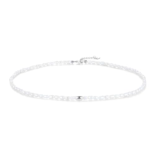 LUINNO Damen-Perlen-Choker Halskette mit echten Natur Süßwasserperlen & Silber 925 | Weiße Zuchtperlen in Hochglanz Ø 3,5 mm bis 5 mm, verstellbare Kettengröße 38 cm + 3 cm LUINNO Damen-Perlen-Choker Halskette mit echten Natur Süßwasserperlen & Silber 925 | Weiße Zuchtperlen in Hochglanz Ø 3,5 mm bis 5 mm, verstellbare Kettengröße 38 cm + 3 cm von LUINNO