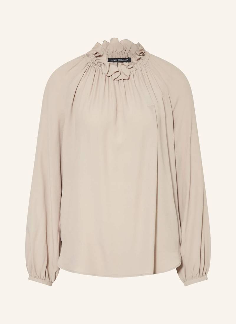 Luisa Cerano Blusenshirt Mit Seide Und Rüschen beige von LUISA CERANO
