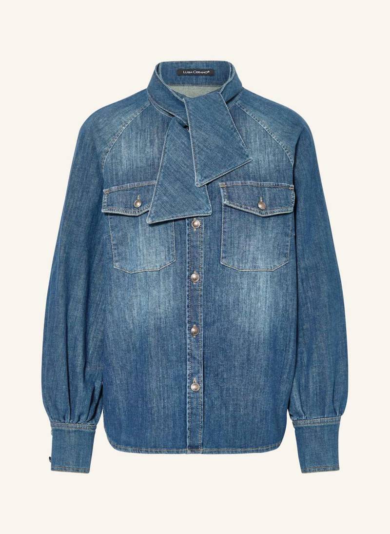Luisa Cerano Jeansbluse Mit Abnehmbarer Schluppe blau von LUISA CERANO