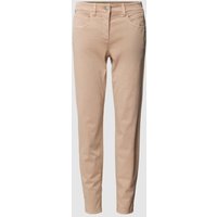 Luisa Cerano Slim Fit Hose in unifarbenem Design in Sand, Größe 40 von LUISA CERANO