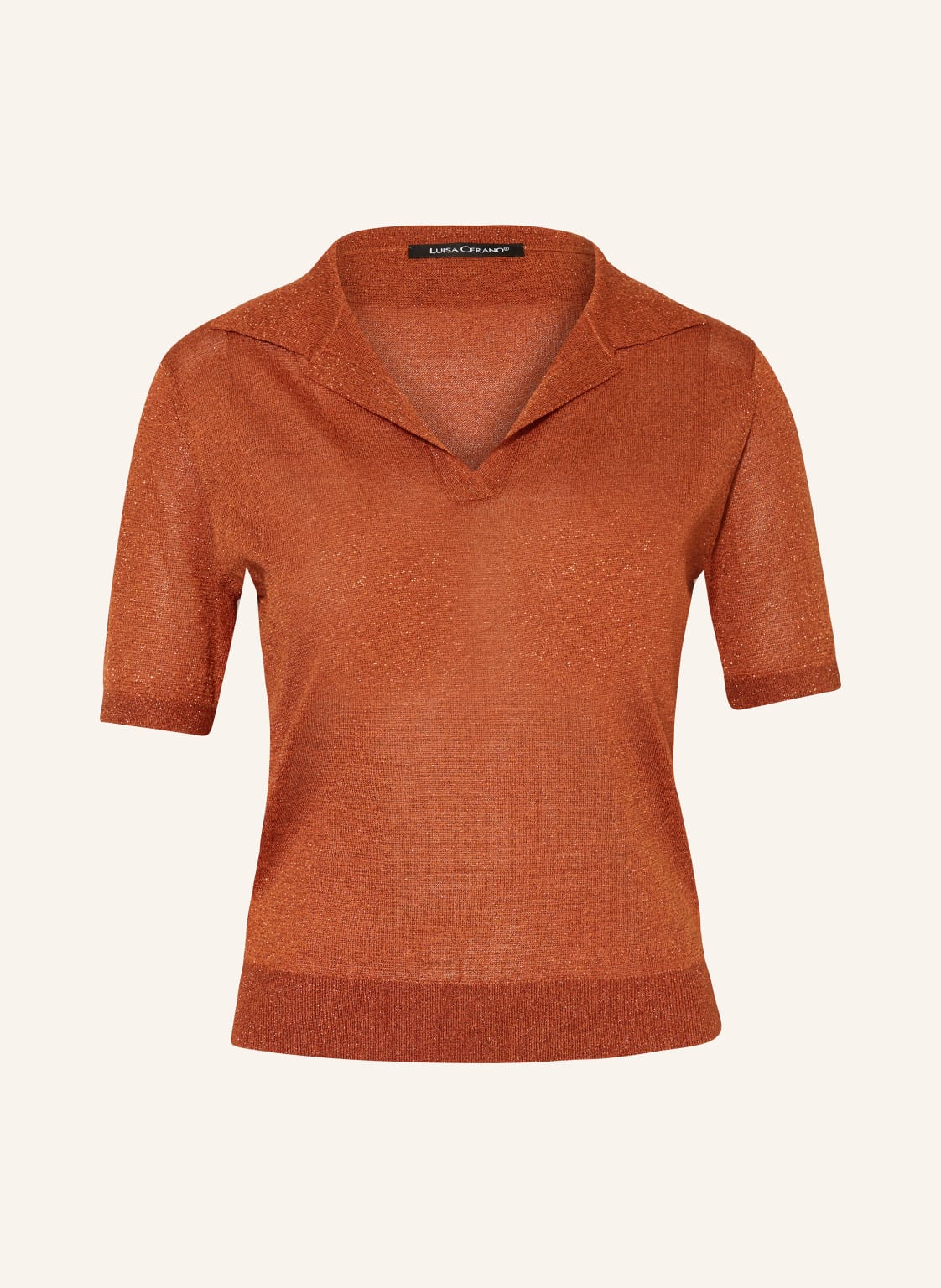 Luisa Cerano Strick-Poloshirt Mit Glitzergarn orange von LUISA CERANO