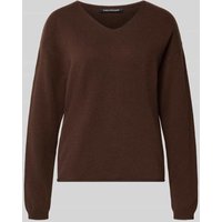 Luisa Cerano Strickpullover mit abgerundetem V-Ausschnitt in Dunkelbraun, Größe 40 von LUISA CERANO