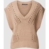 Luisa Cerano Strickshirt mit abgerundetem V-Ausschnitt in Sand, Größe 44 von LUISA CERANO