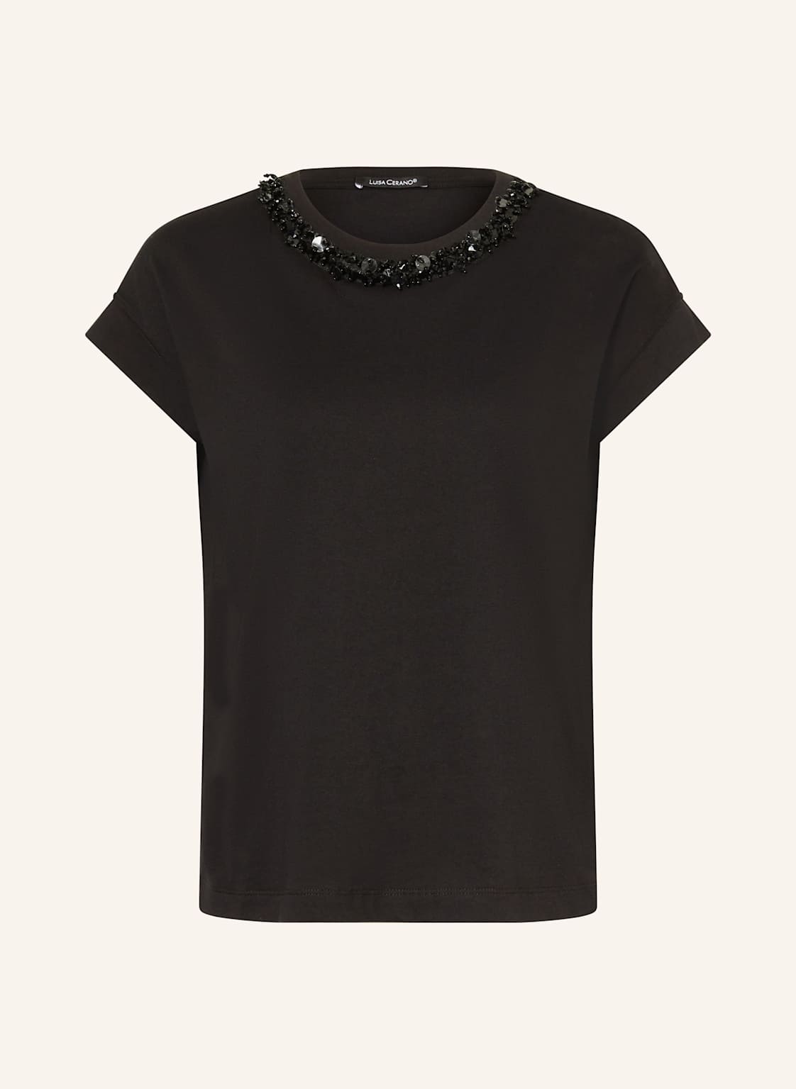 Luisa Cerano T-Shirt Mit Pailletten Und Schmucksteinen schwarz von LUISA CERANO