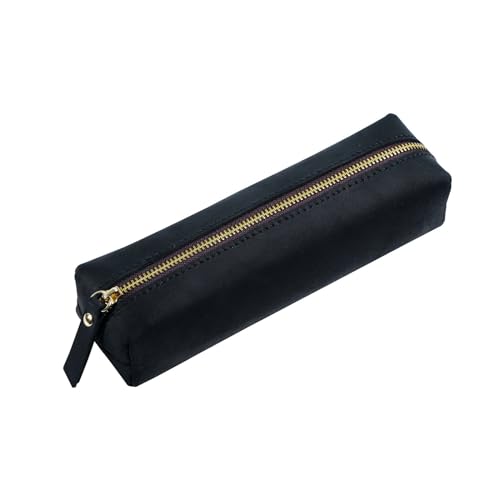 LUISAS Federmäppchen aus Leder Leder-Stift-Organizer, Herren-Stiftetui mit Reißverschluss, Studenten-Federmäppchen, Schreibwaren-Tasche (Farbe : Black, Size : 18x5.5cm) von LUISAS