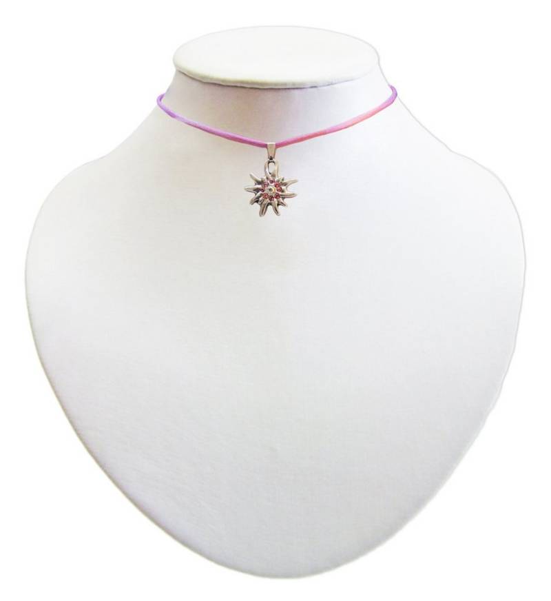 LUISIA® Kette mit Anhänger Kinder Trachten Halskette mit Edelweiß Flieder von LUISIA®